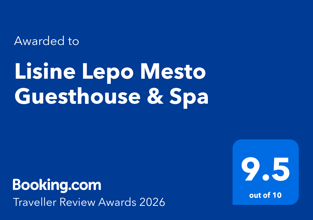 Booking.com Traveller Review Award 2026 sa ocenom 9,5 za Lisine Lepo Mesto Guesthouse & Spa